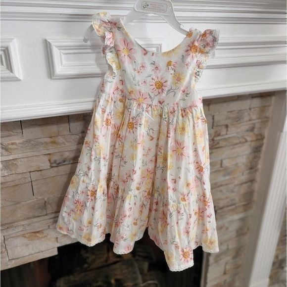 SHABBY Chic floral organic cotton tiered sundress toddler size 4T new!!!