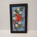 Vintage Carved Wood Plaque, Hand Painted, Cardinal Birds with Blossoms, Signed