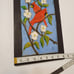 Vintage Carved Wood Plaque, Hand Painted, Cardinal Birds with Blossoms, Signed