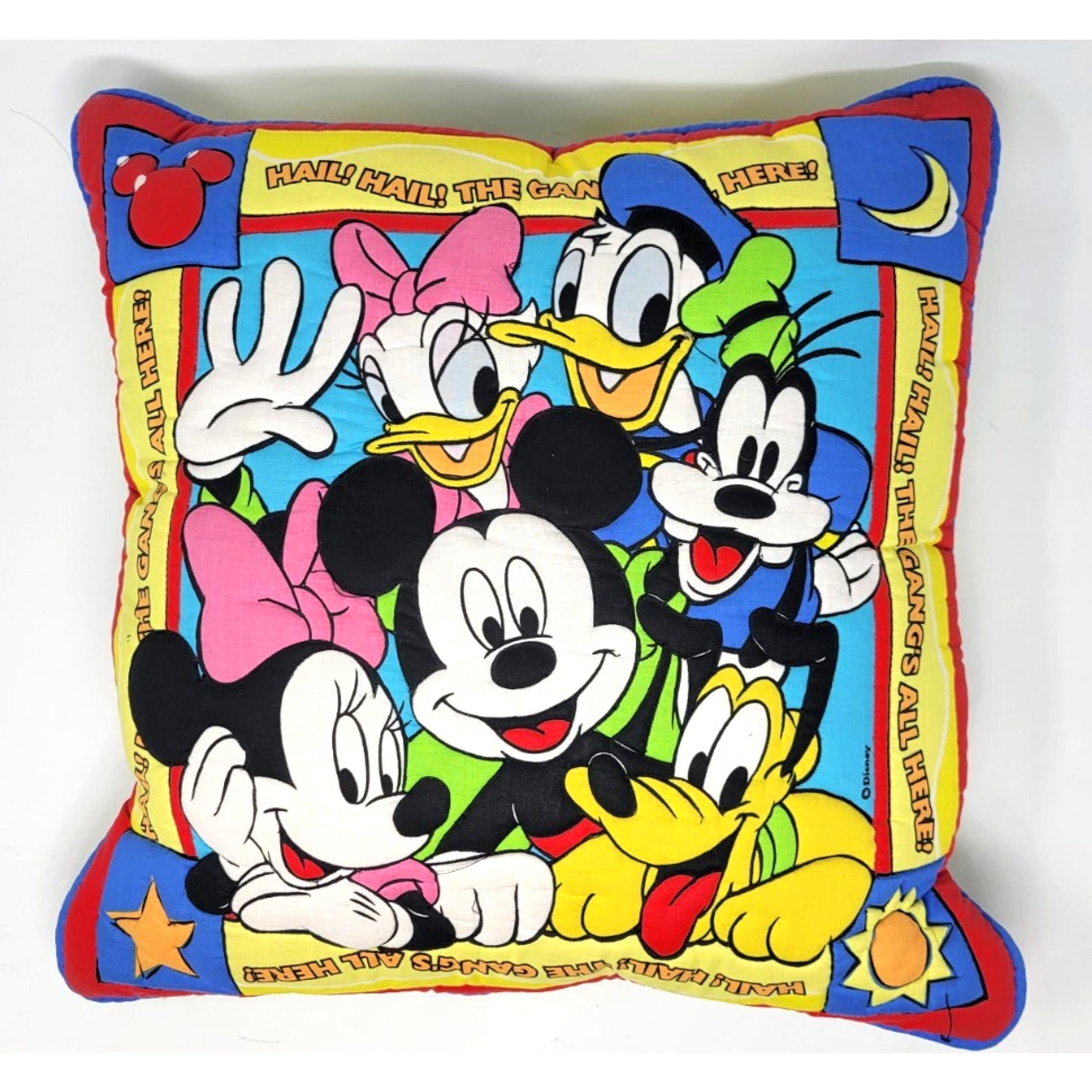 Vintage 90's Mickey Unlimited Disney Gang Pillow Minnie Donald Daisy Goofy Pluto