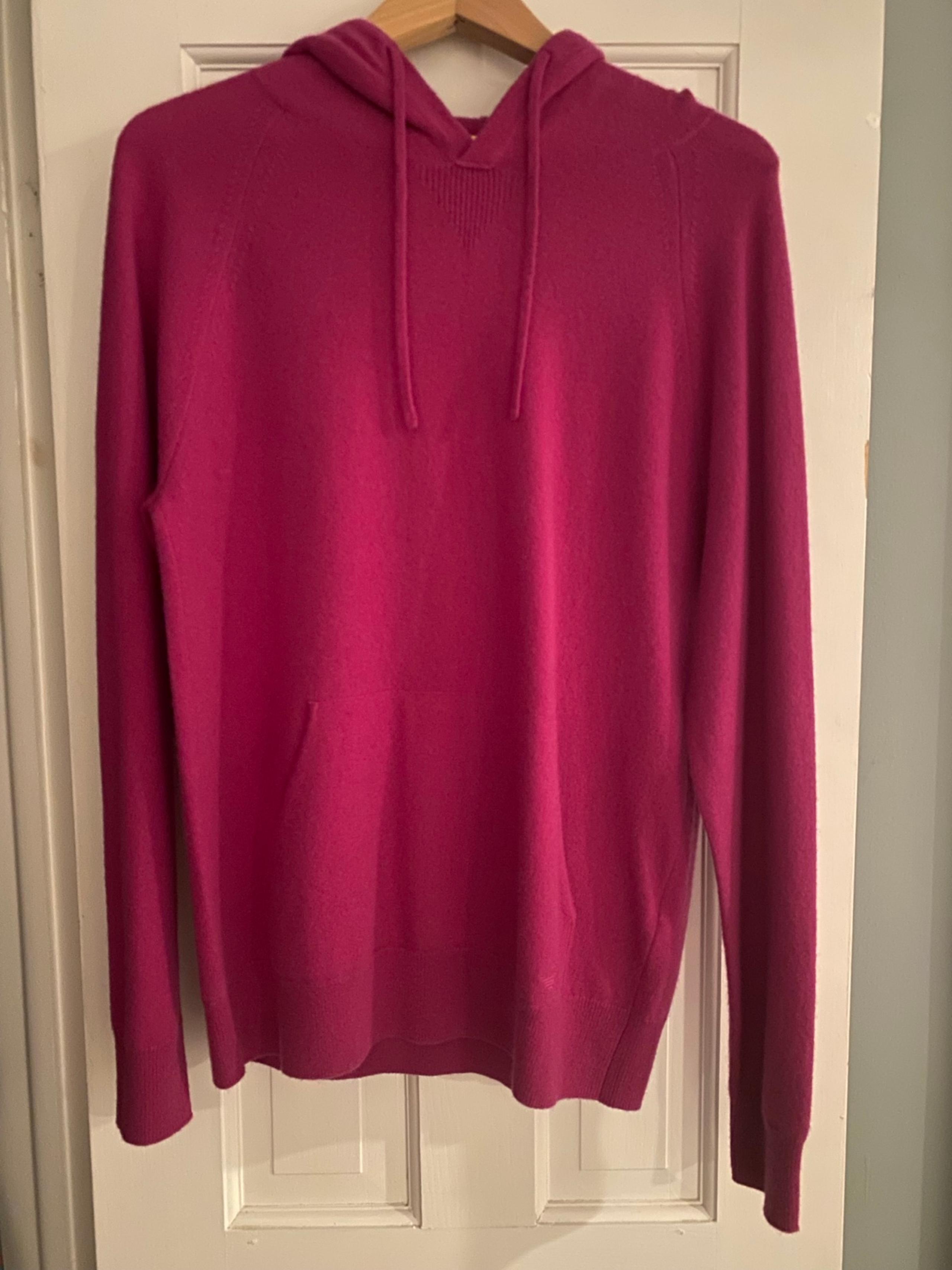 Emporio Armani 100% Cashmere Hooded Sweater Magenta Medium