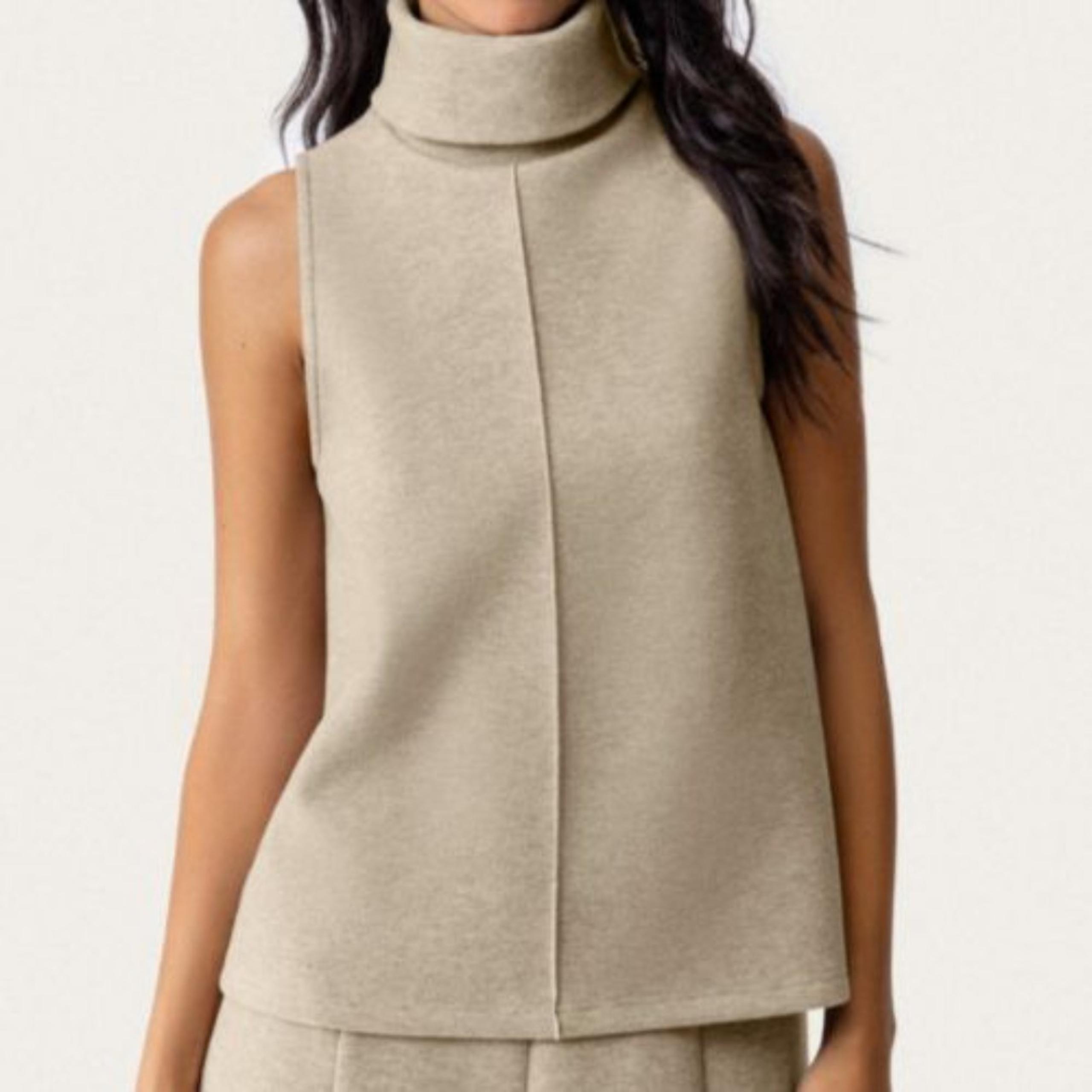OGL Wool Blend Soft Cozy Heavyweight Sleeveless Turtleneck Top Size Small