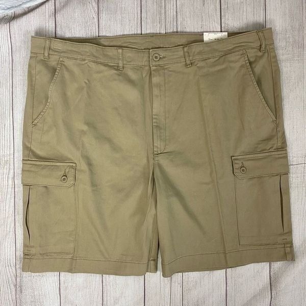 St John’s Bay men 52 regular New cotton blend comfort stretch cargo shorts tan