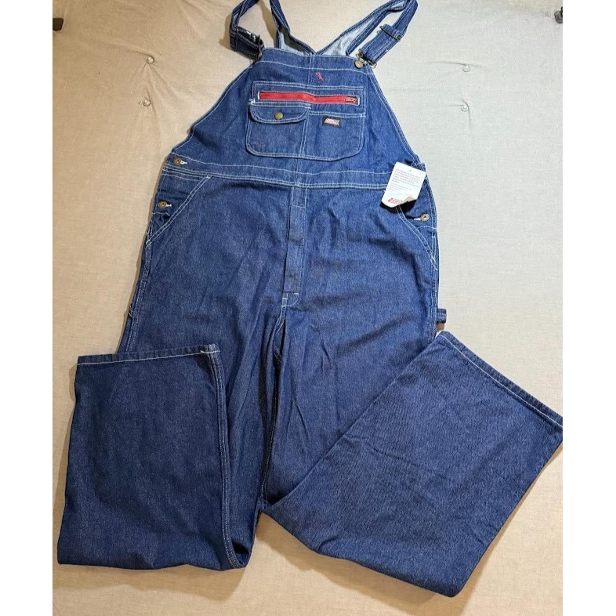 Dickies Durable Big Overalls Adult Large Blue Denim Casual Rompers Pockets 40x32