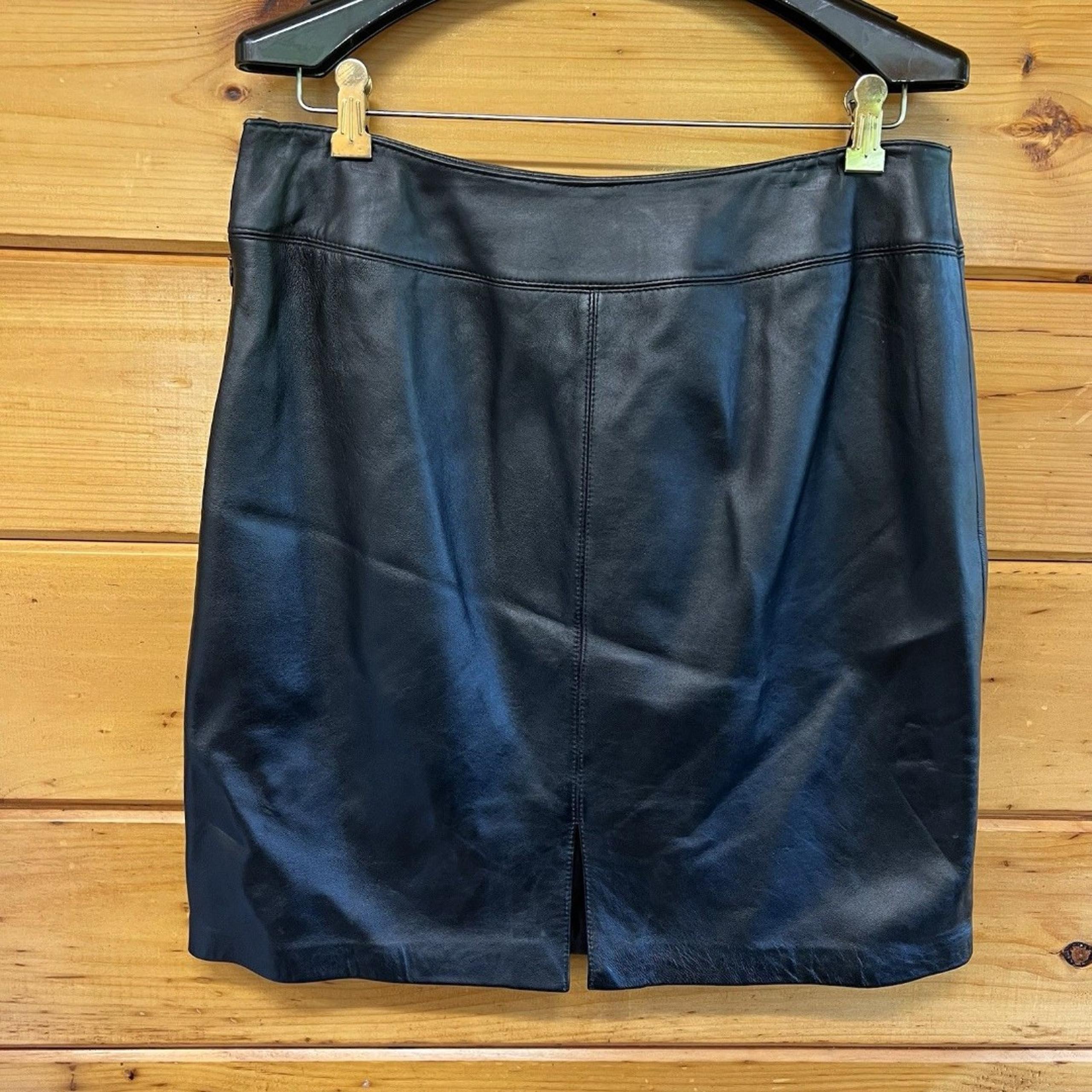 Croft & Barrow Black Lambskin Leather Pencil Mini Lined Skirt Women’s Size 14