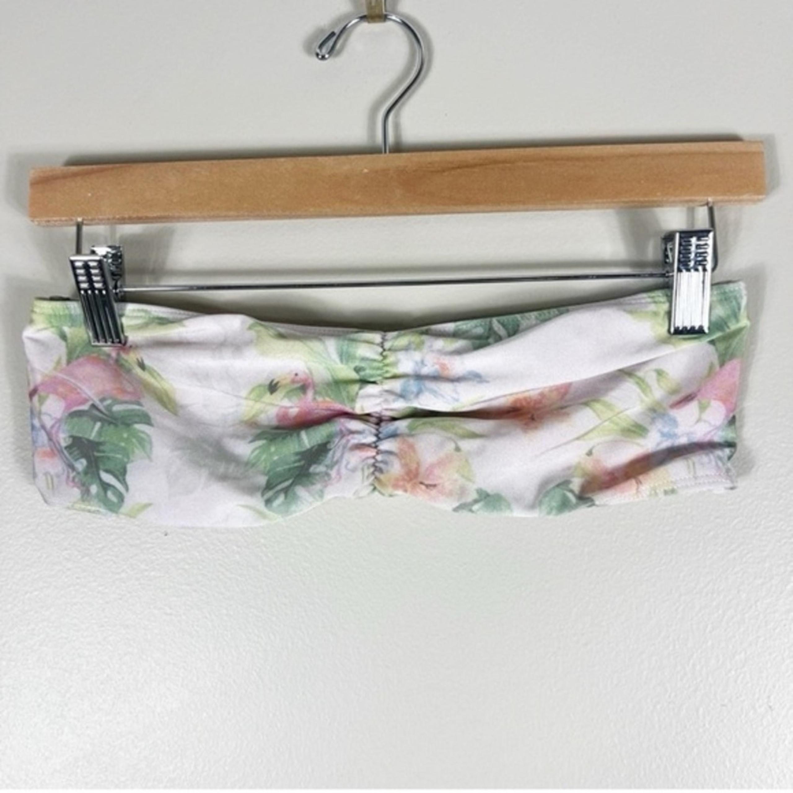 American Apparel Pink Floral Flamingo Bikini Top
