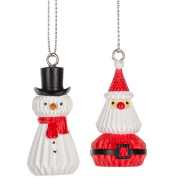 Honeycomb Santa & Snowman Ornaments Set of 6