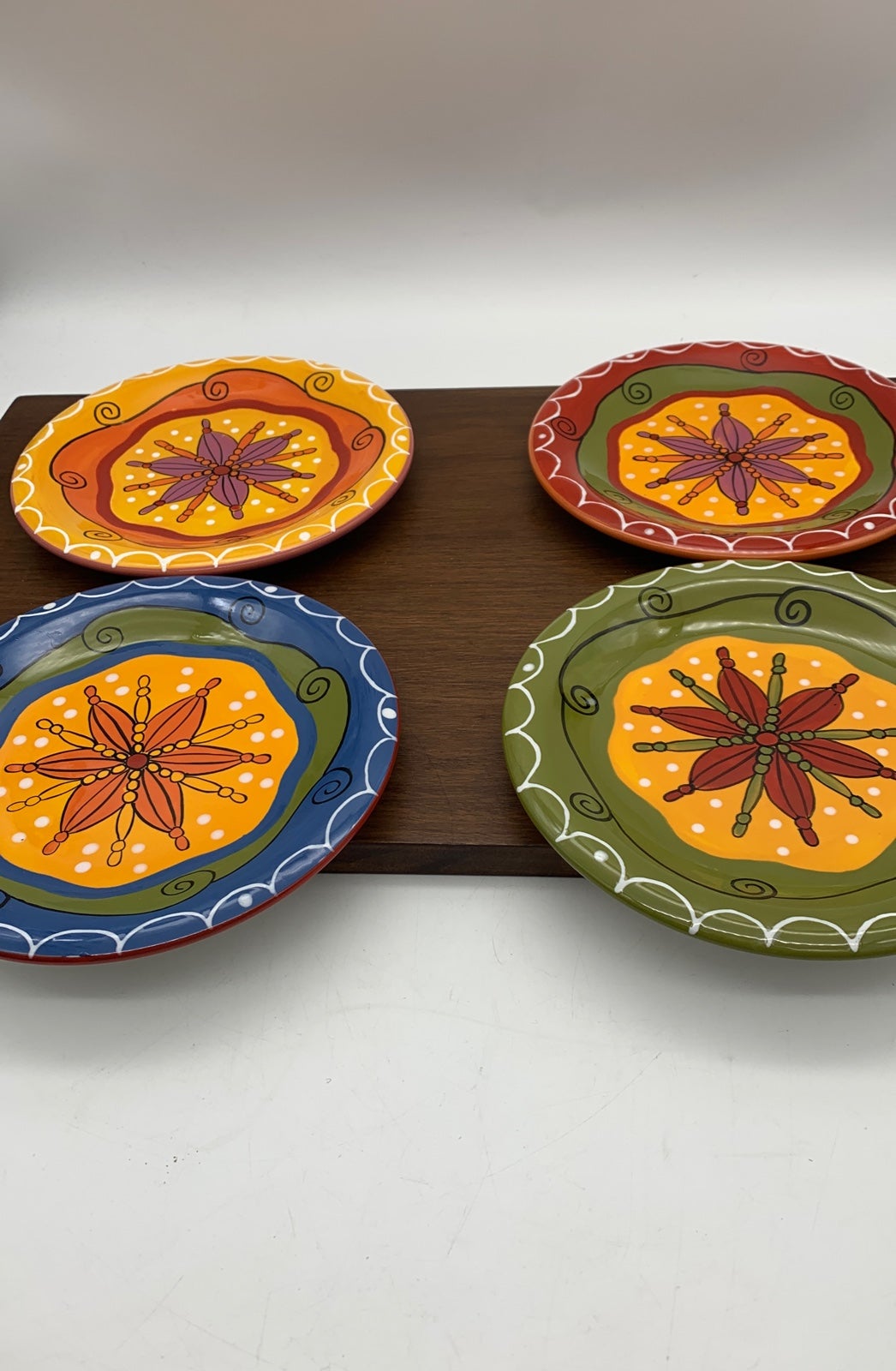 PIER 1 SALAD PLATES IRONSTONE FLORA STAR - SET OF 4