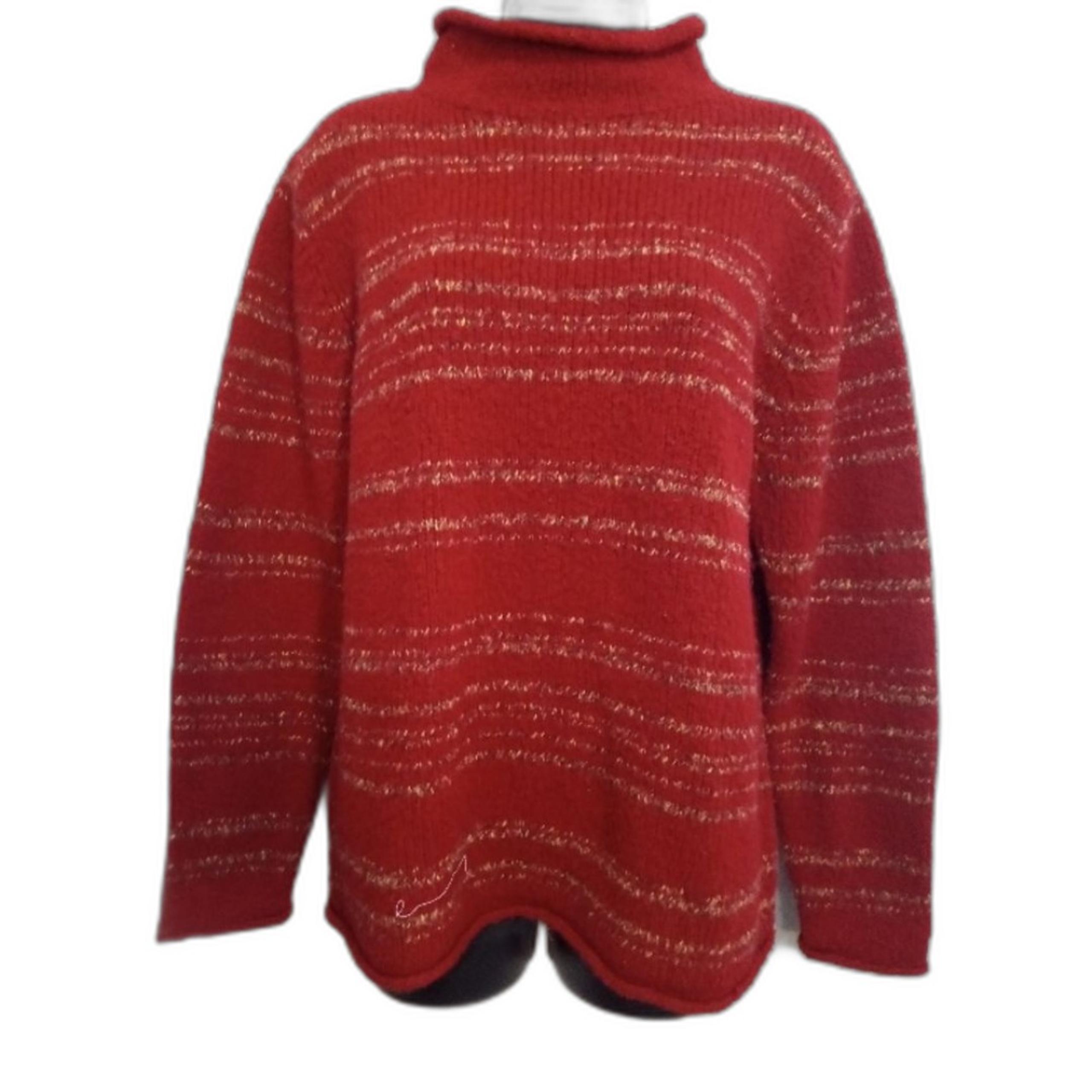 St. Johns Bay Shirt Size L Sweater Knit Cowl Neck Cozy Warm Wool Acrylic Blend