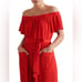 Seed Heritage Red Wide Leg Waffle Romper
