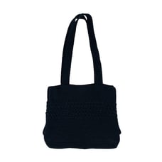 Worthington Black Woven Crochet Shoulder Bag Purse Y2K