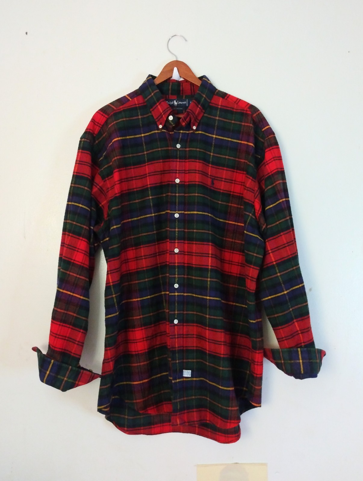 Vintage Ralph Lauren Polo 100%Cotton Button Down Retro Men's Shirt Size XL