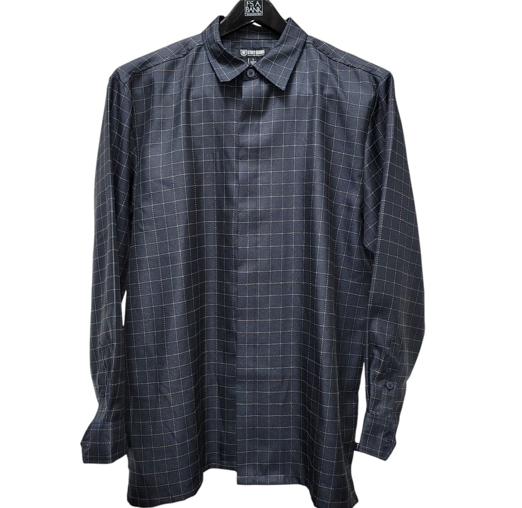 Stacy Adams Men's Plaid Shirt Jacket Size Large Navy Excellent Condition