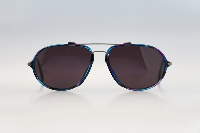 Silhouette M 2747, Vintage 90s blue oval aviator sunglasses men