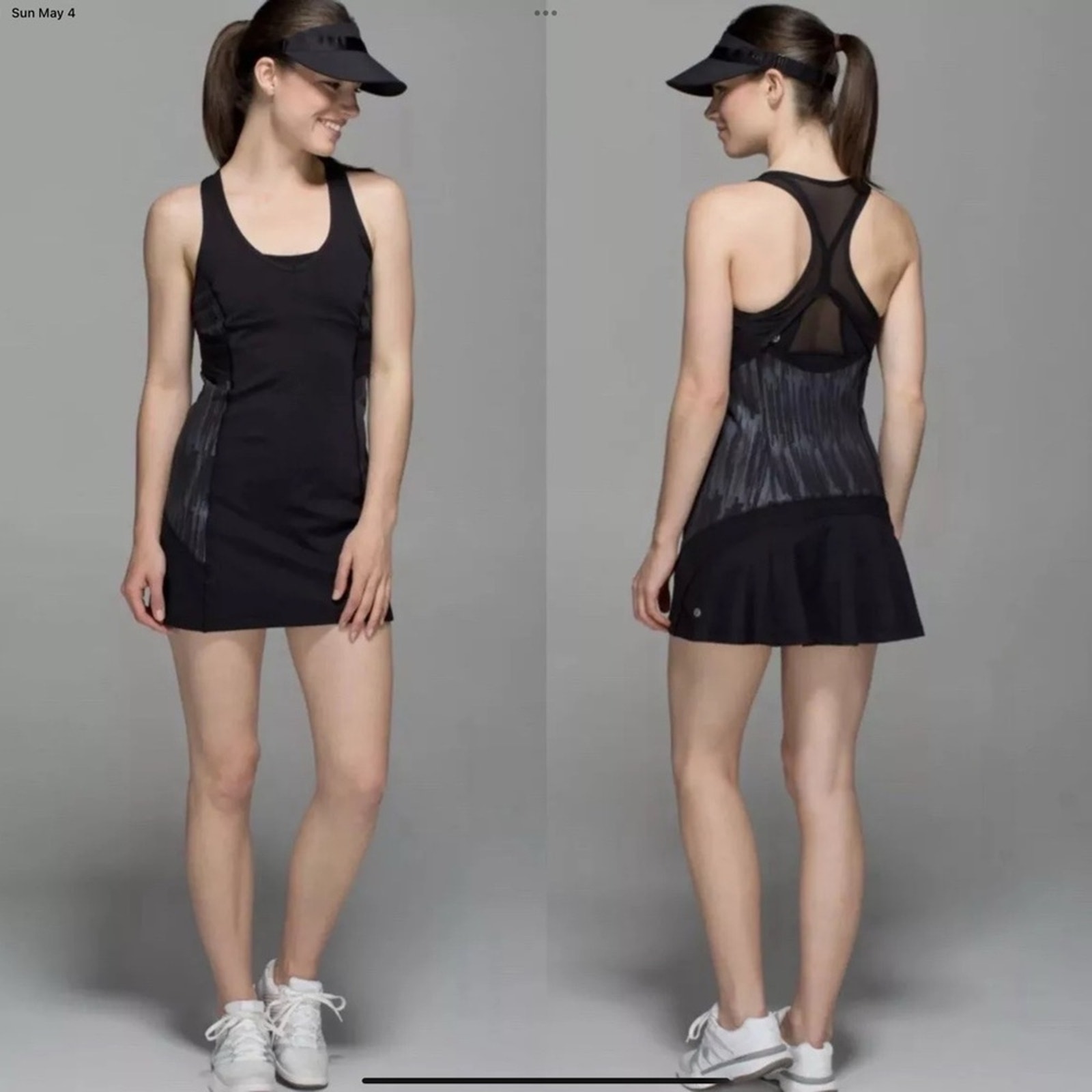 New! LULULEMON Ace Tennis Dress Womens 8 Black / Scratch Match Black Mesh T326