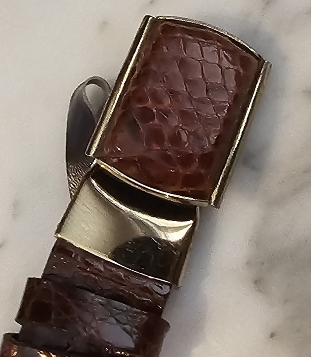 Vtg Crocodile Leather Diamond Supply Co Belt Men's 43 Brown/tan Ratchet Buckle