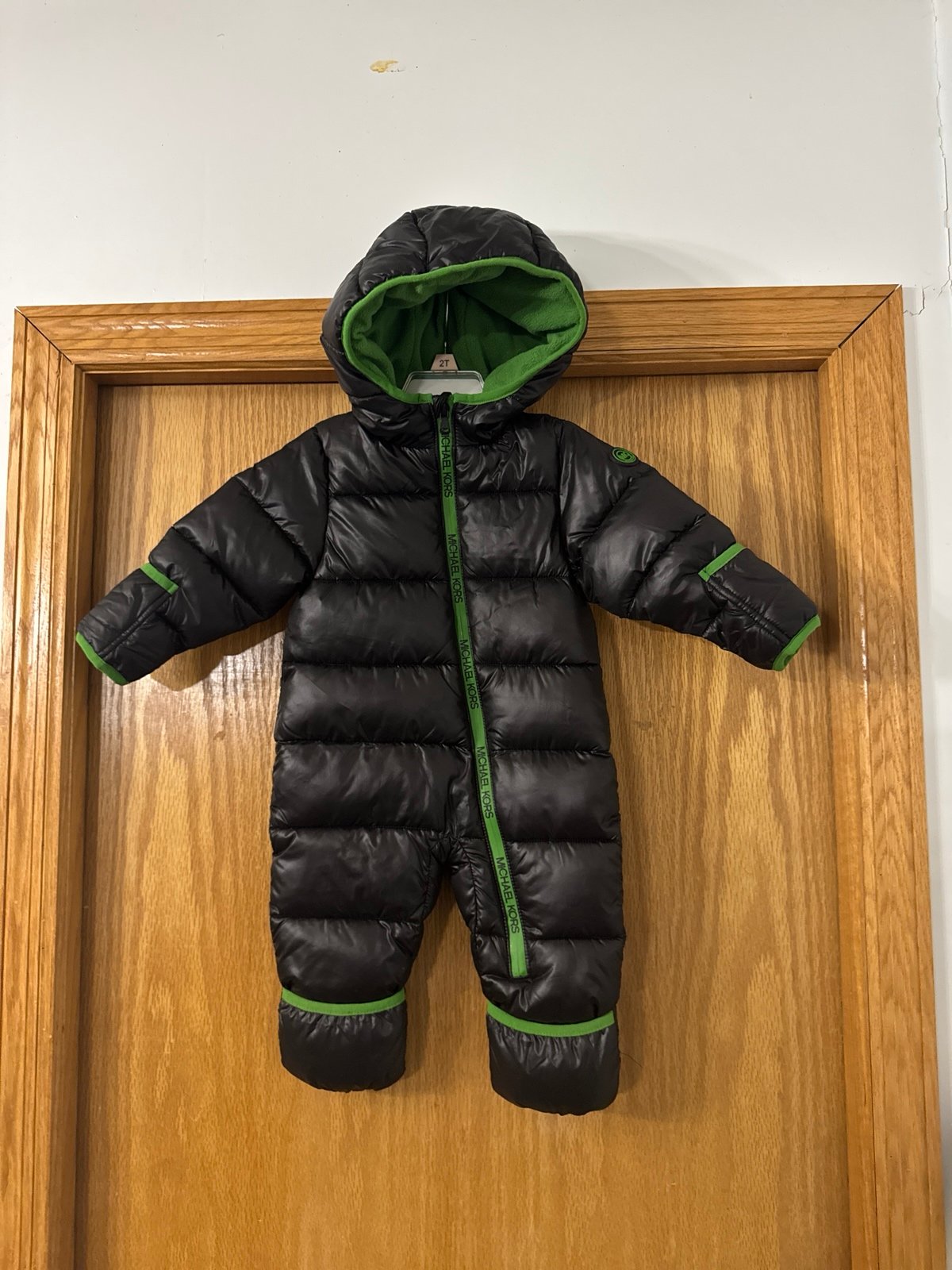 Michael Kors Black and Green Puffer Infant Snowsuit 6-12 months