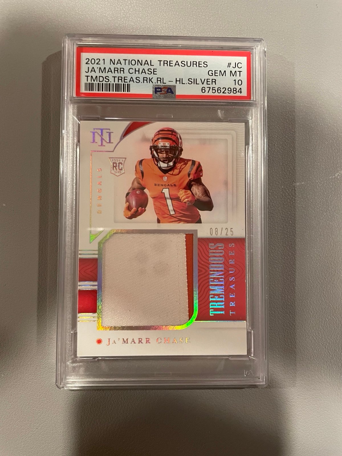 2021 Panini Tremendous Treasures Jamarr Chase Rookie Card 8/25 PSA 10