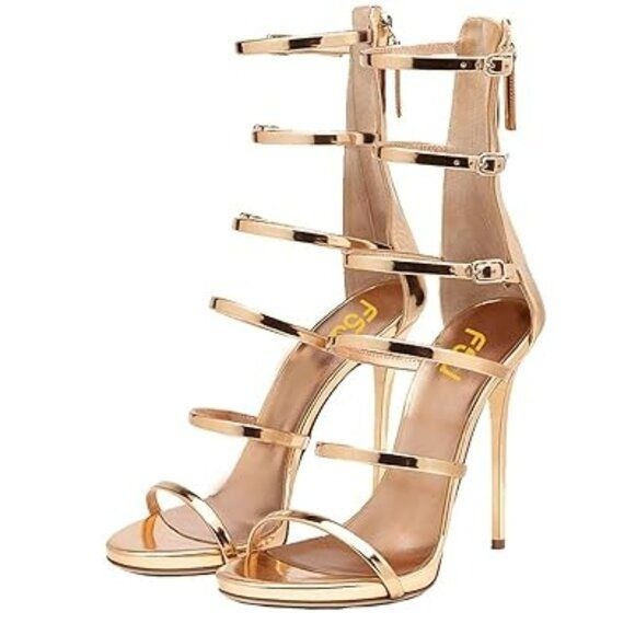 FSJ Women Sexy Strappy Gladiator Wedding Sandals High Heel Stiletto Shoes for Su