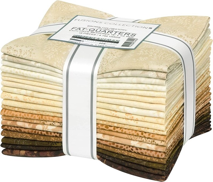 Fusions Brown Fat Quarter Bundle for Robert Kaufman Fabrics 19 pieces 18” X 22”