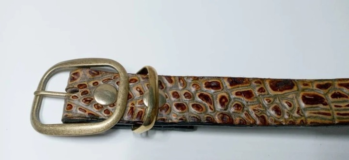 Alligator crocodile embossed cowhide leather brown belt