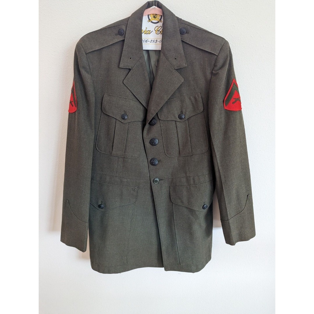 Vintage 1960s Wool Military Jacket Olive