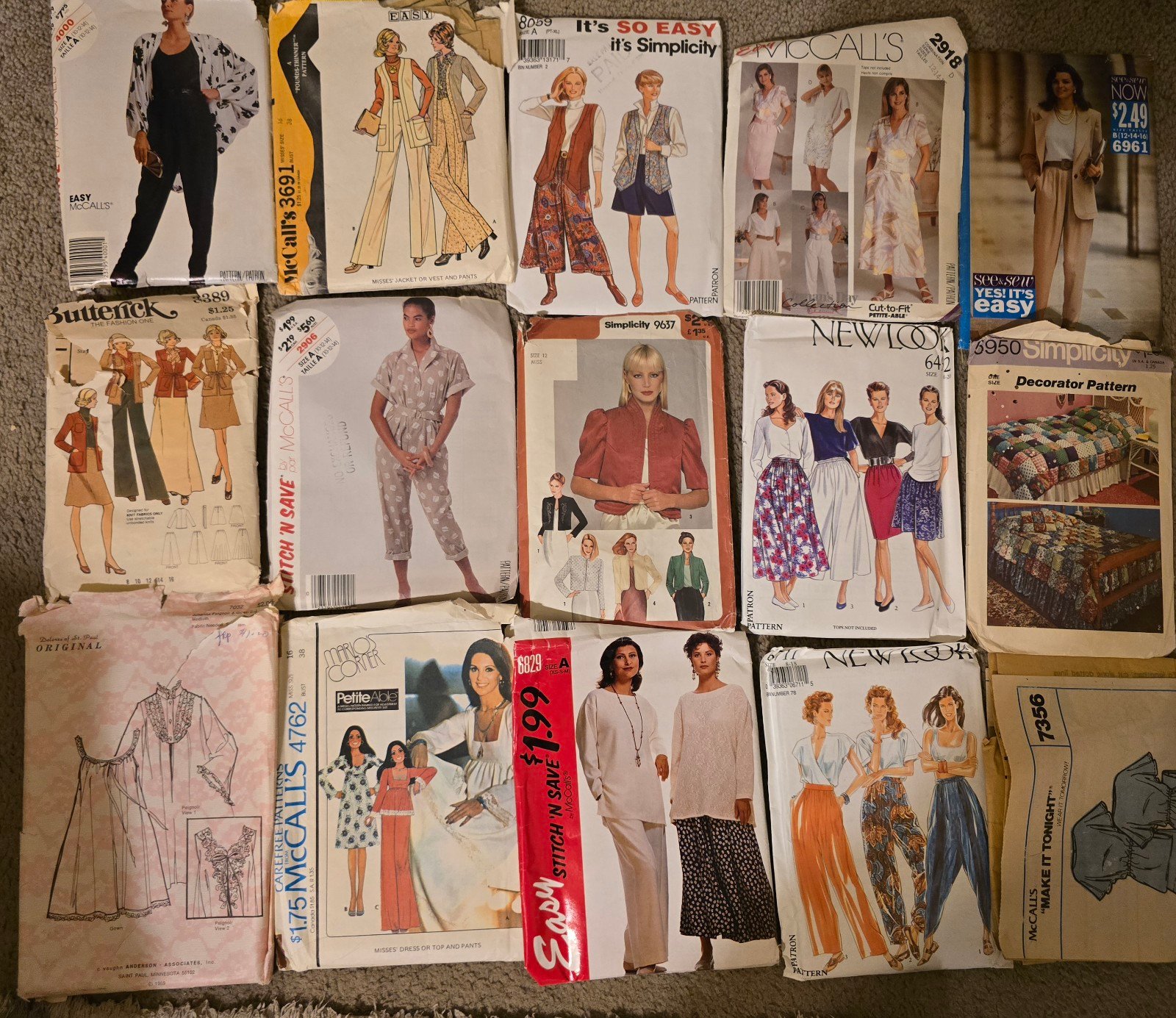Huge Vintage Sewing Pattern + Cross Stitch Craft Lot (34 pcs) – 60s 70s 80s 90s