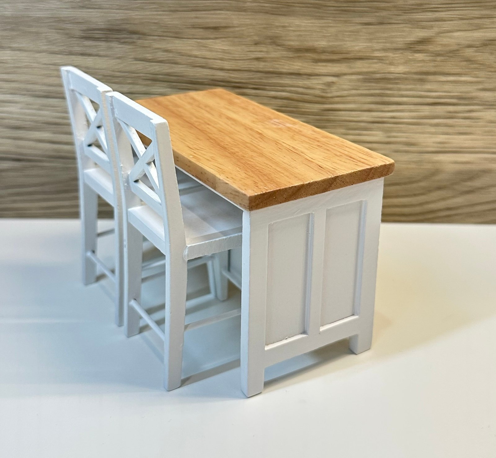 1/12 scale dollhouse miniature kitchen island table storage with chairs