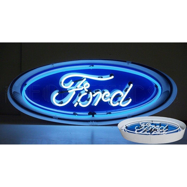 Ford Oval Light OLP Sign Car Dealer Neon Sign Steel Can 30 by 12 by 6 5FOVCN