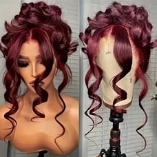 30 Inch 13x4 180 Density Red Human Hair Lace Front Wigs Body Wave Lace Front Wig