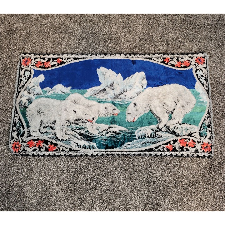 1960's Polar Bear Velvet Tapesty Made in Italy