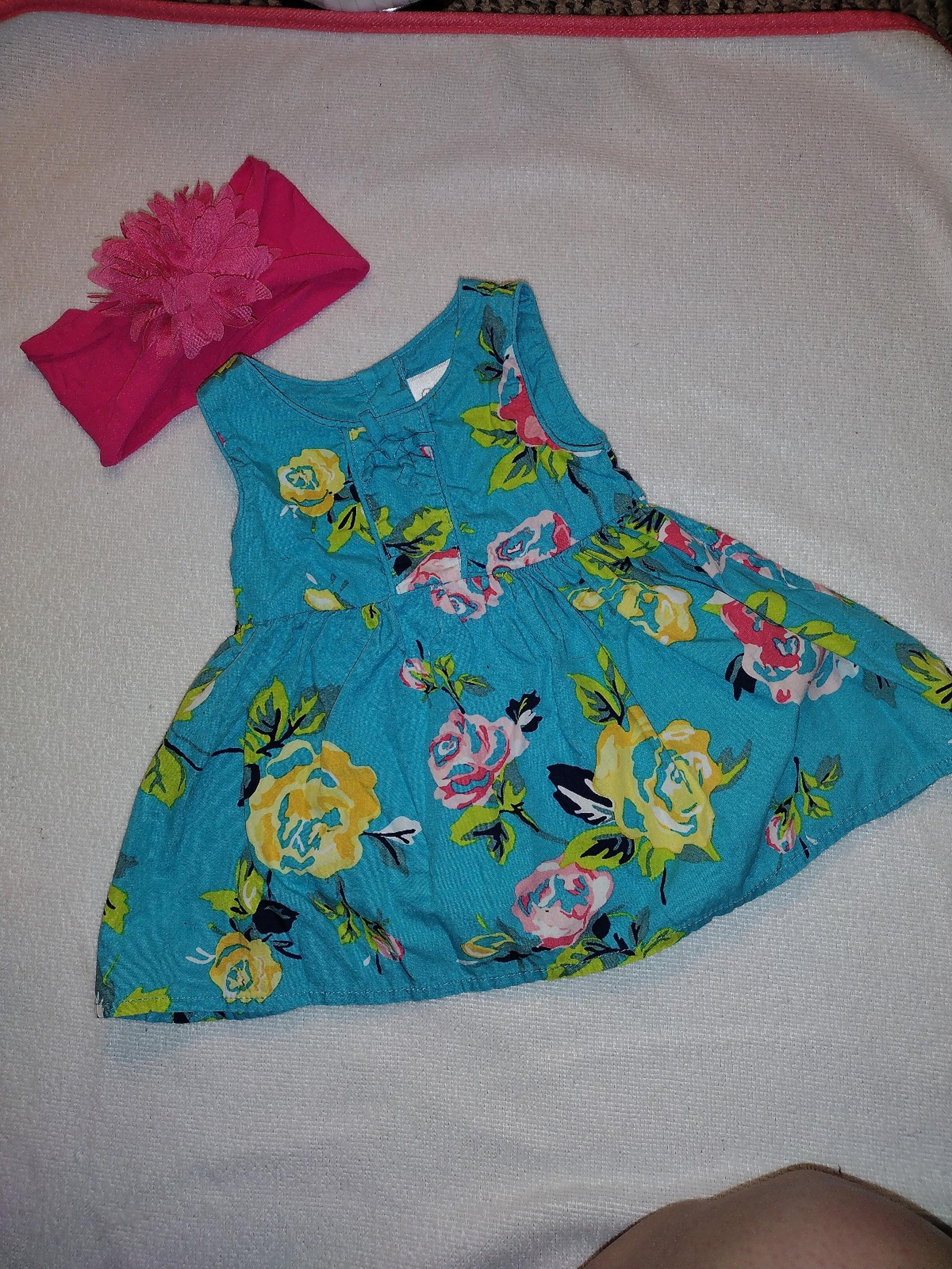 Baby girl dress size 3 months with matching pink flower headband