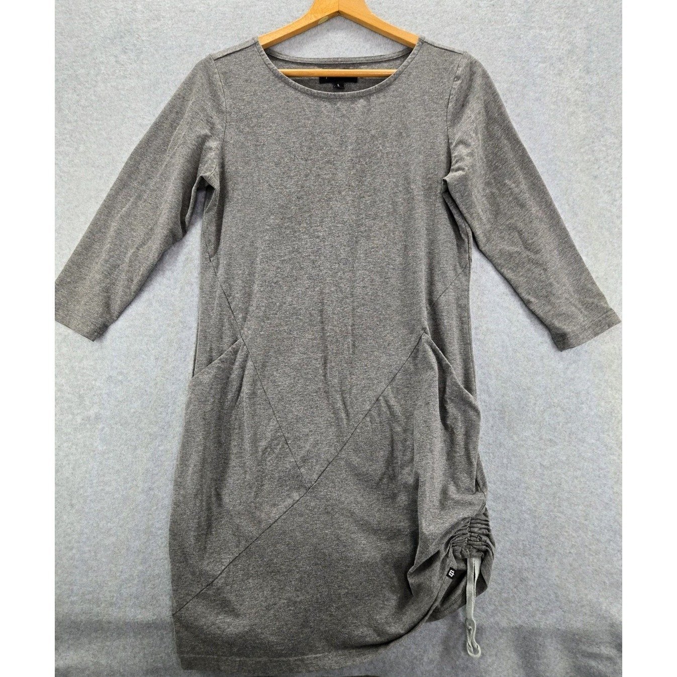 Betabrand 3/4 Sleeve Gray Convertible Pockets Tunic Dress Sz Large L