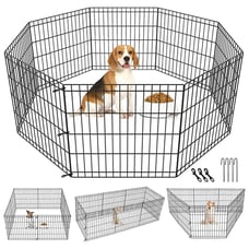 24 Dog Playpen Crate 8 Panel Fence Pet Play Pen Exercise Puppy Kennel Cage Yard