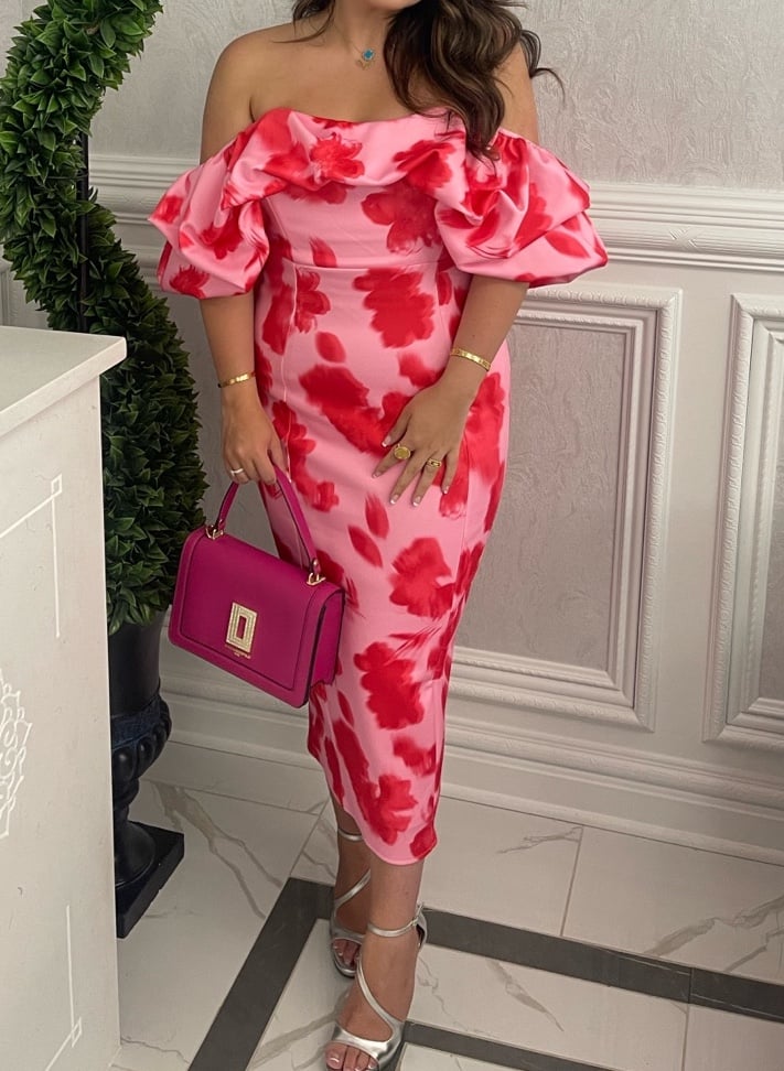 River Island Off-Shoulder Midi Dress