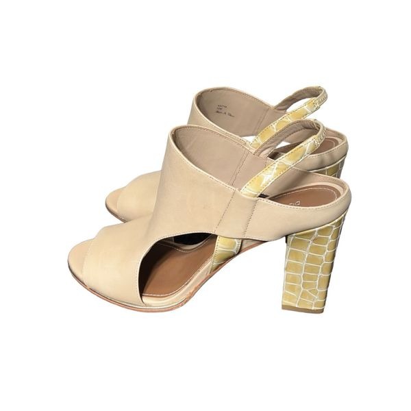 Donald J Pliner Katya Nude Croc Embossed Block Heel Slingback Size 10 NWOB