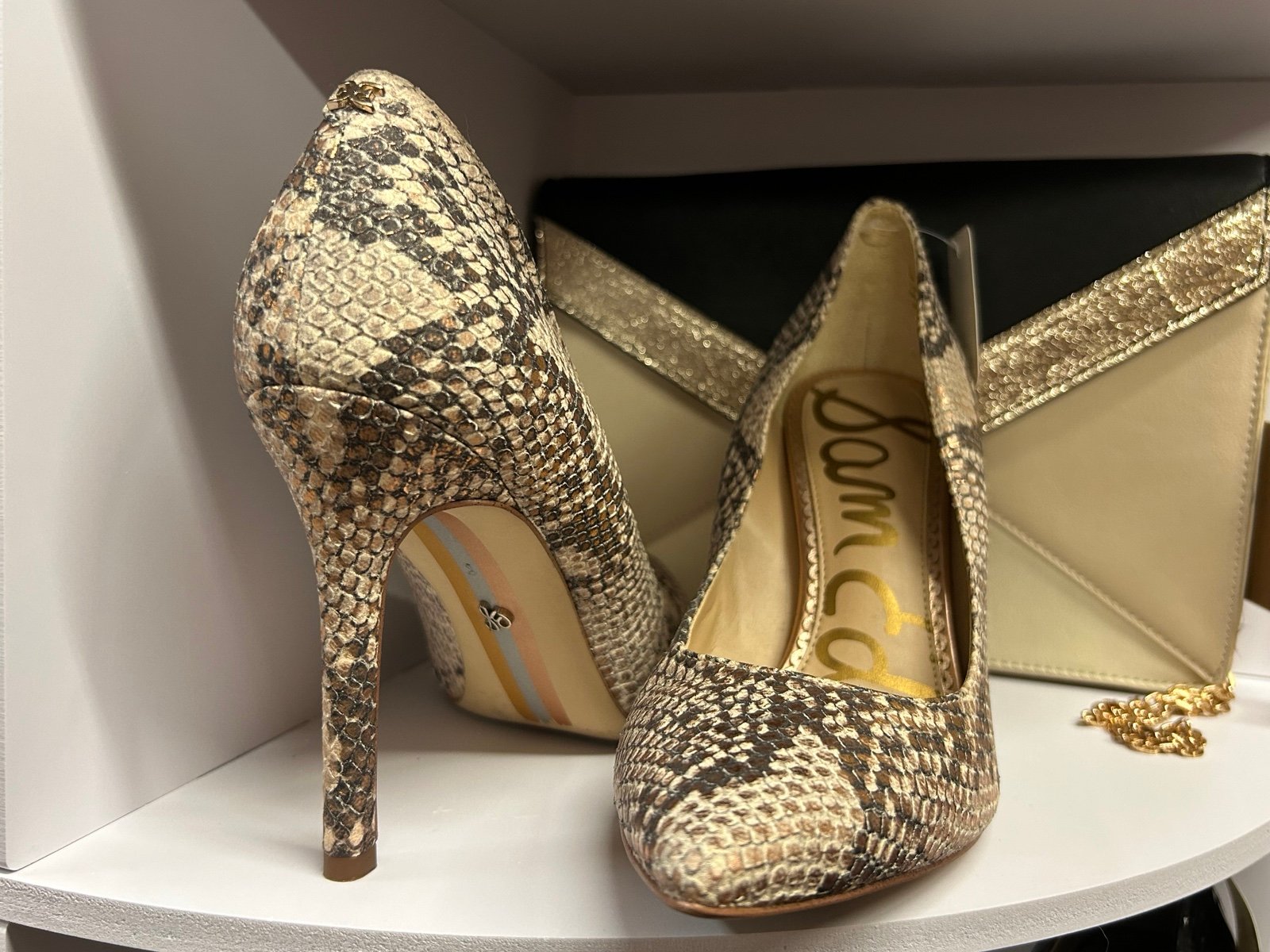 Sam Edelman hazel snakeskin print high heels size 8