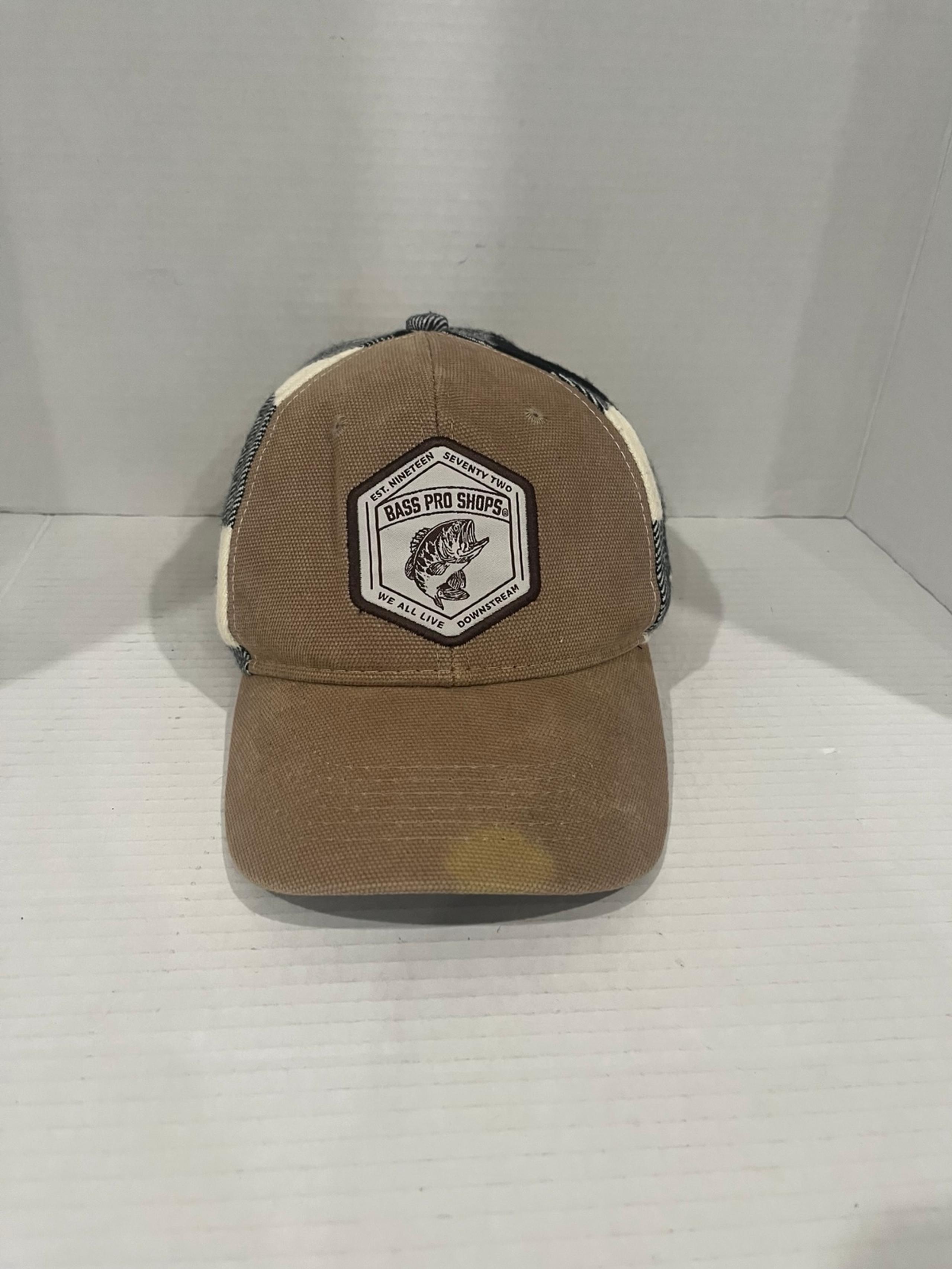 Bass Pro Shops Buffalo Plaid Black White Snapback Gone Fishing Cap