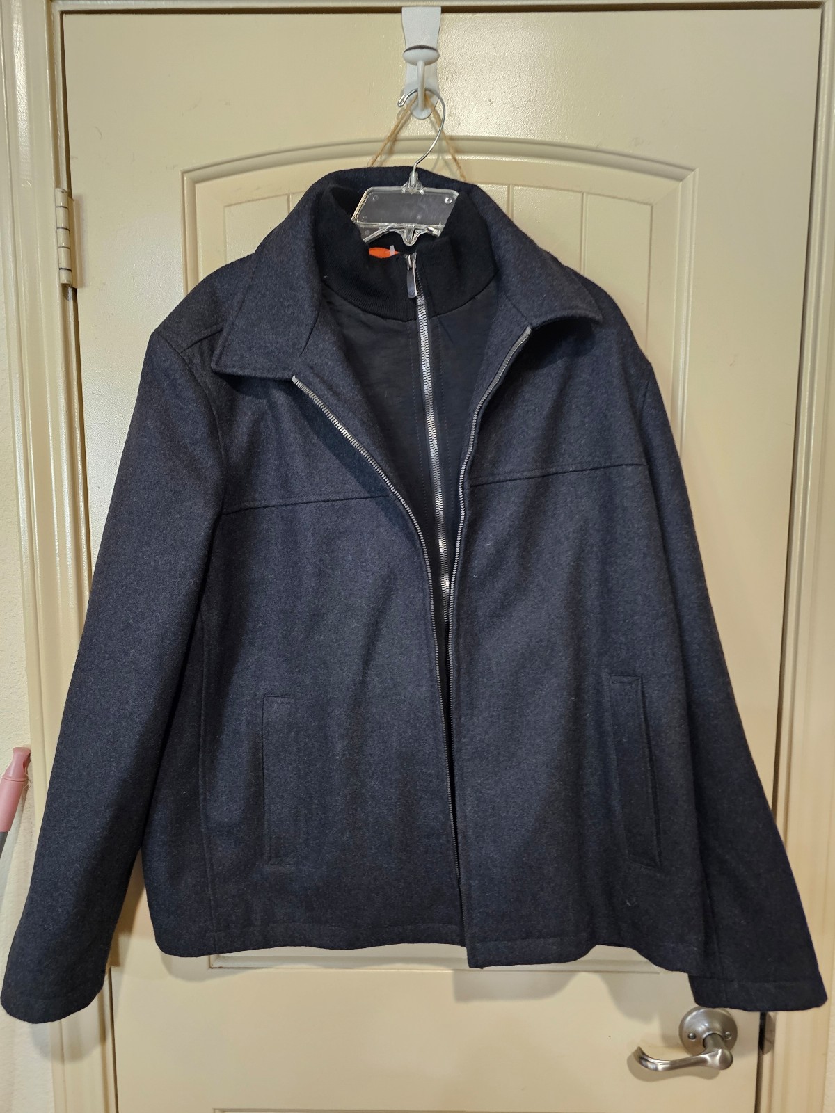 DOCKERS Men's Wool Blend Zip Up Jacket with Quilted Bib