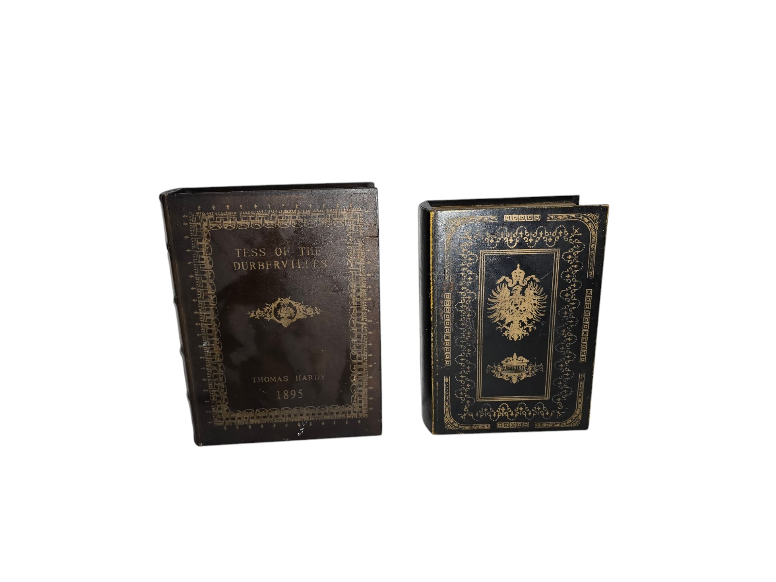 Wooden Decorative 2 Storage Boxes Faux Book Large Boxes