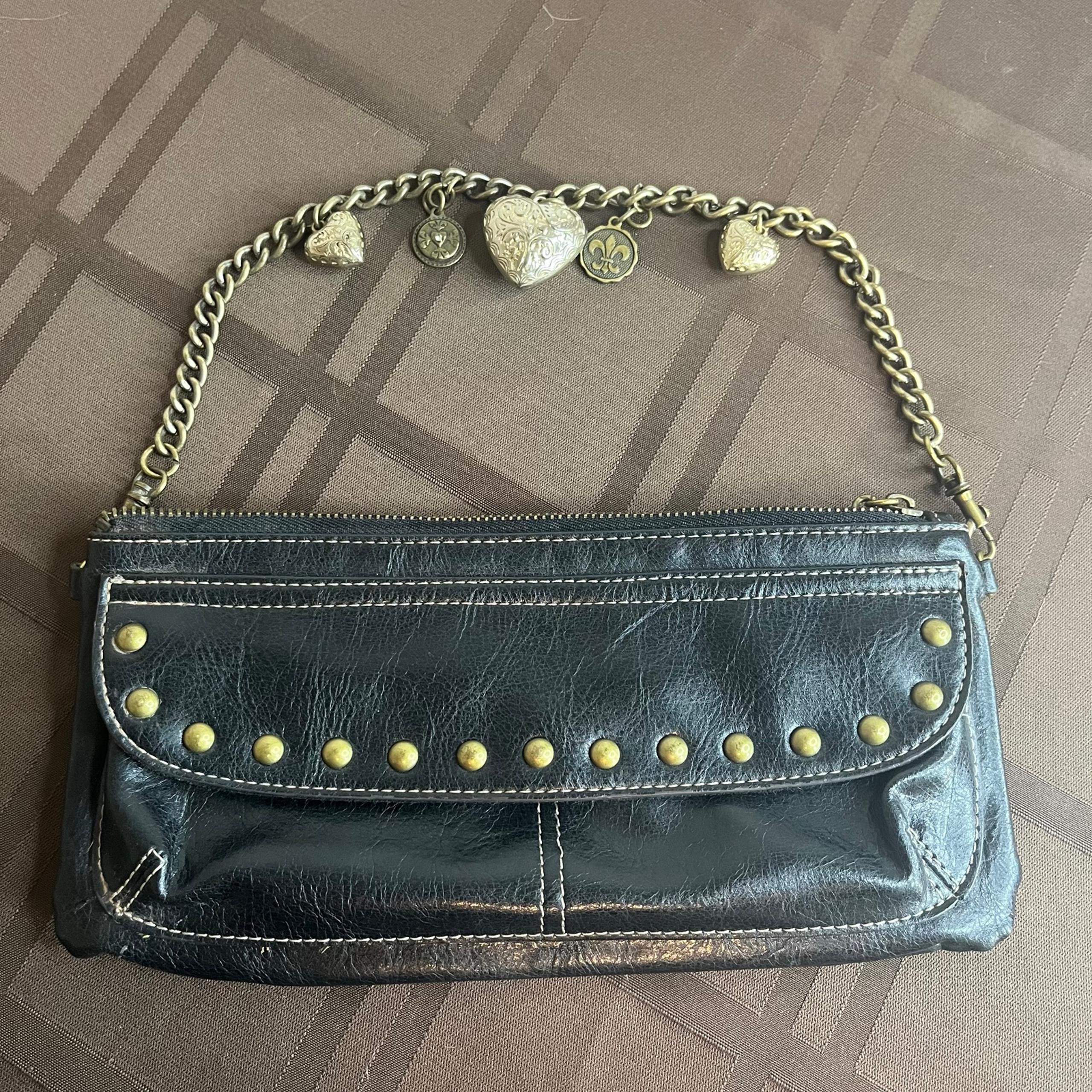 Kathy Van Zeeland Charm Studded Small Black Purse