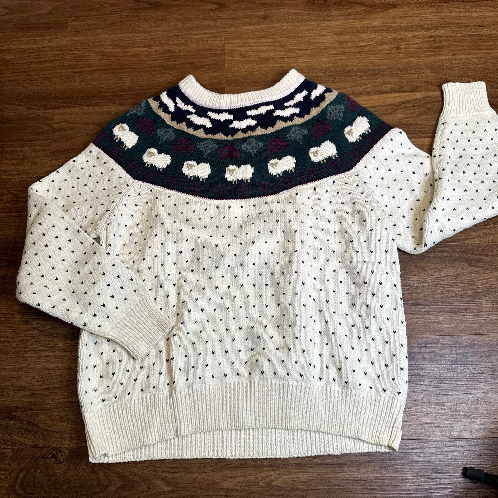 Vintage Northern Reflections Sweater Size Medium Fair Isles Nordic Knit Sheep LG