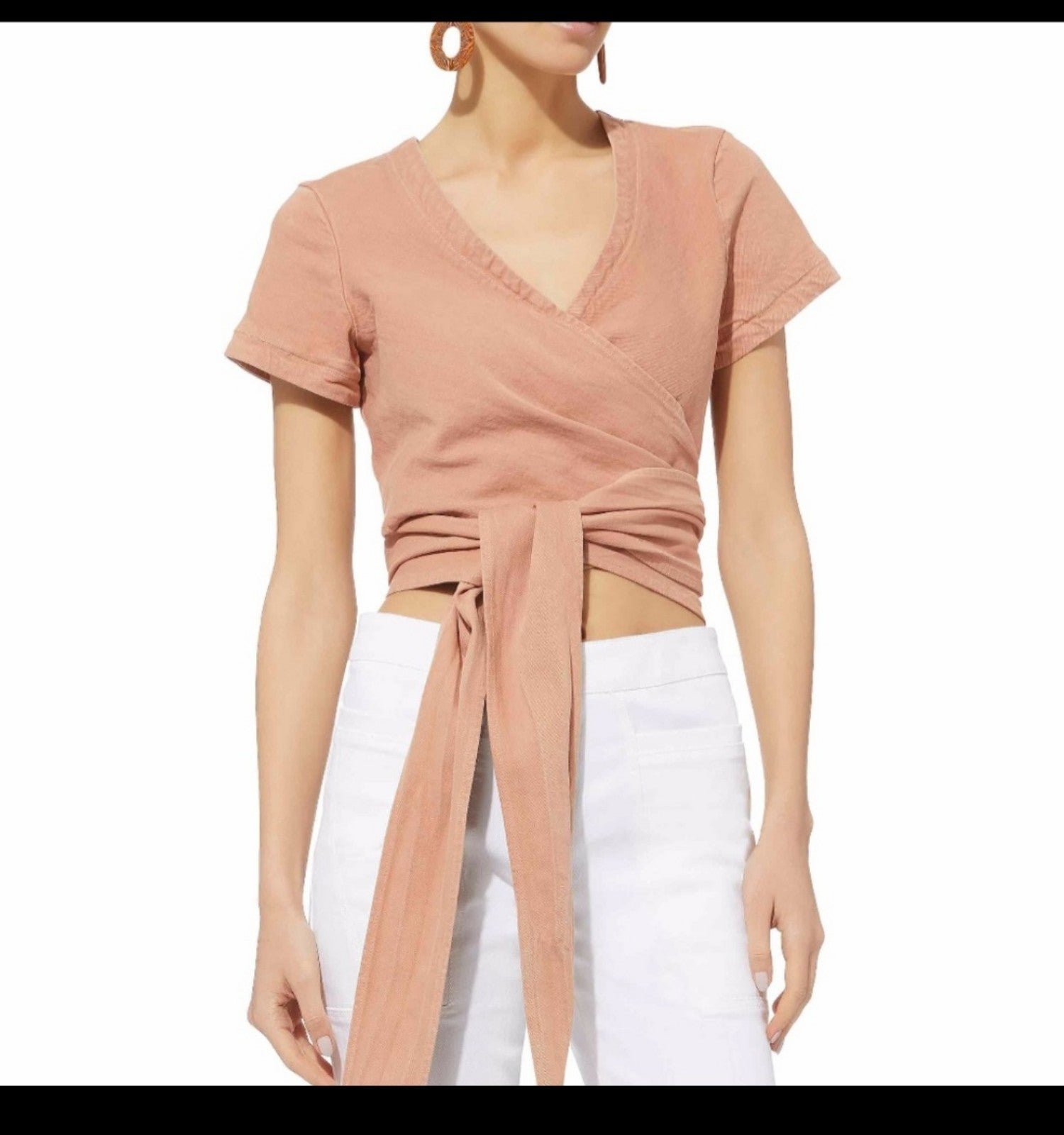 Jonathan Simkhai Denim Wrap Crop Small