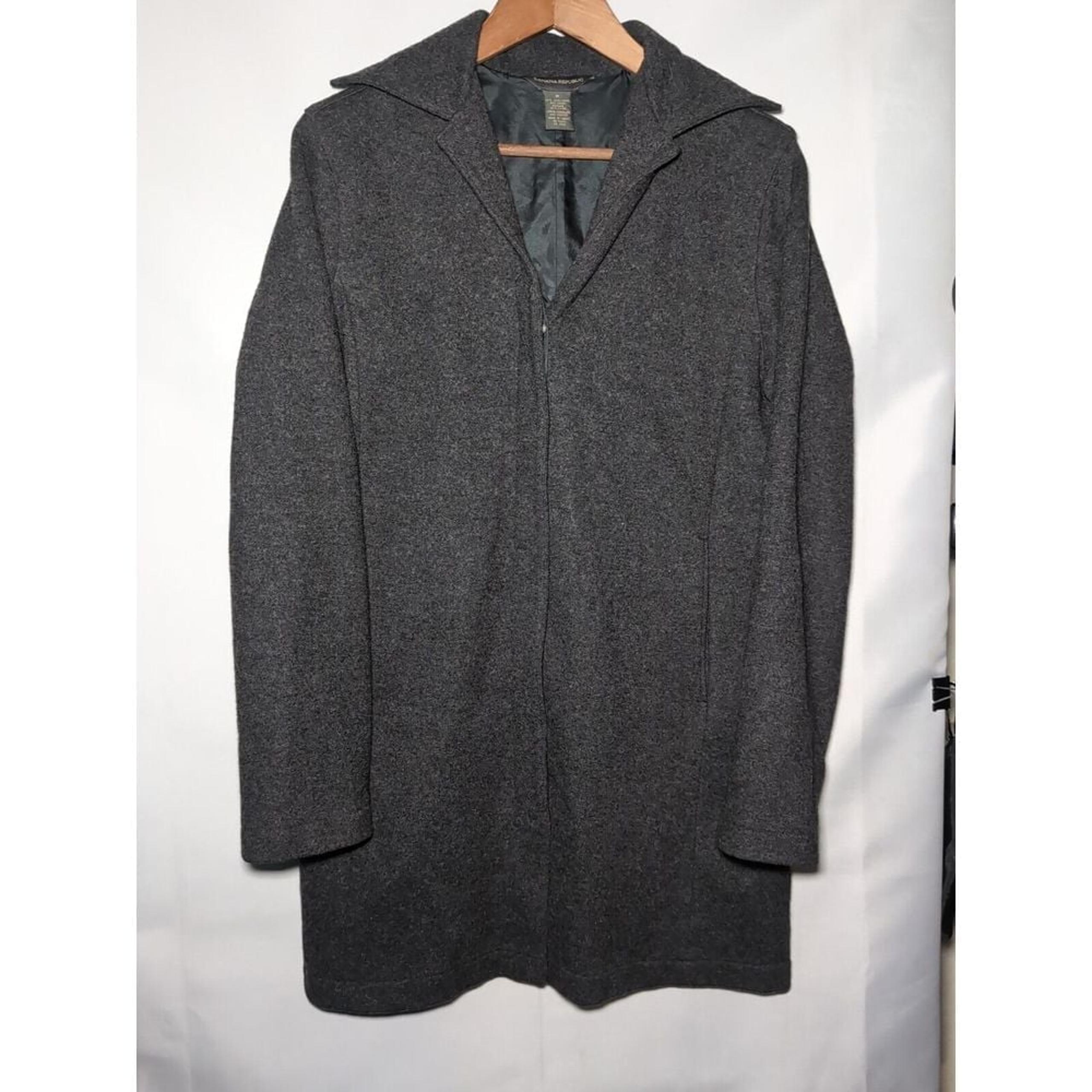 Vintage Banana Republic Women's Button-up Wool Blend Coat Size Medium Gray