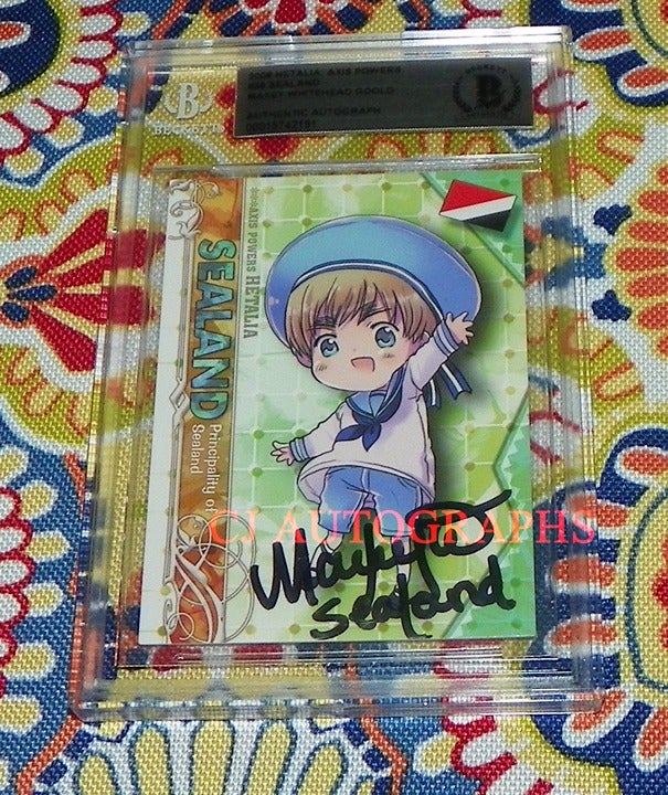 Maxey Whitehead Sealand Hetalia Japanese Signed Chibi Card Auto BAS Beckett #36