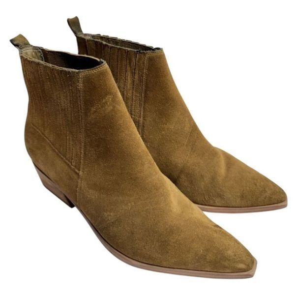 Marc Fisher Ankle Boots Womens Size 8.5 Block Heel Yarita Leather Booties