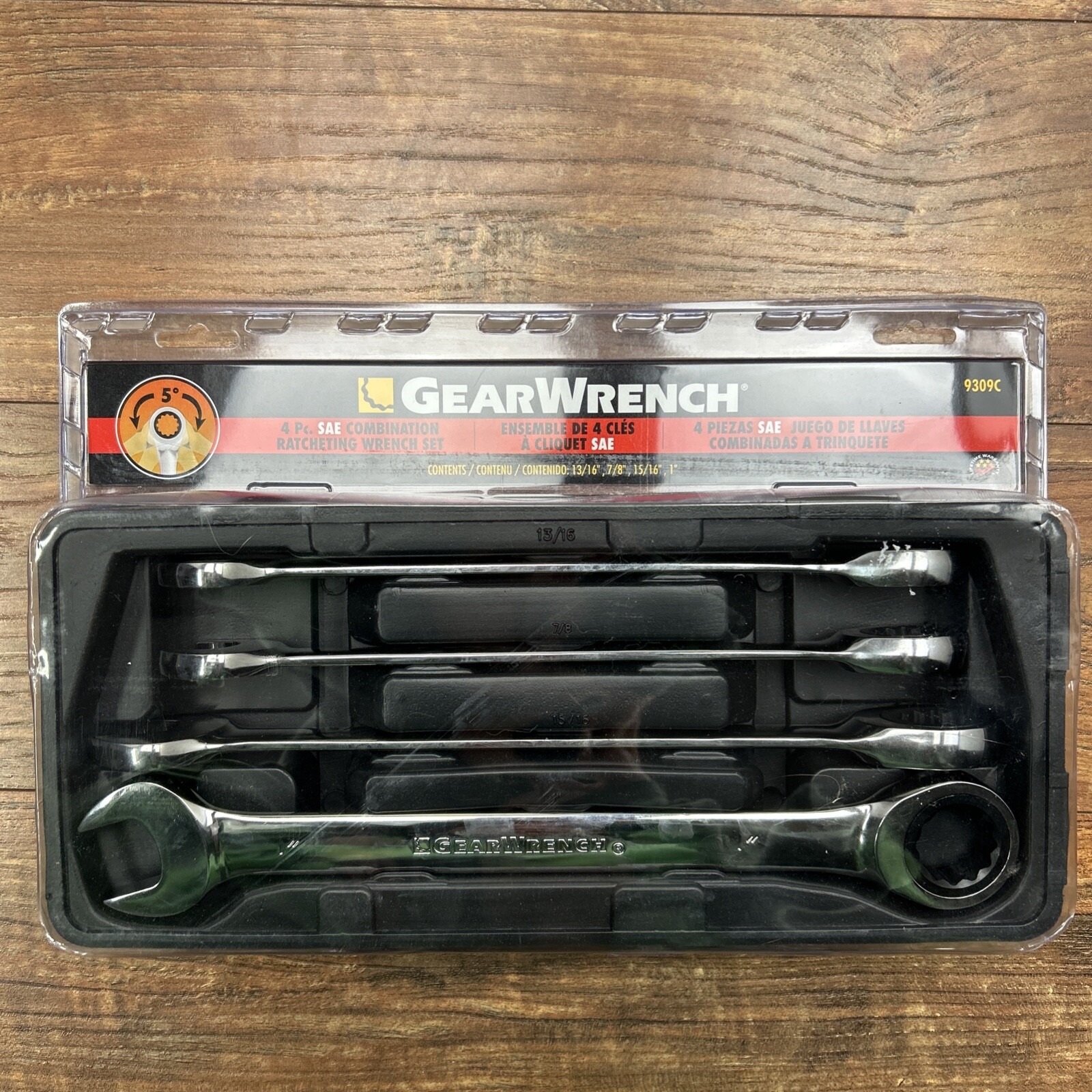 GEARWRENCH 9309C SAE Combination Ratcheting Wrench Set 4 Piece Large Size