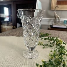 Waterford Crystal Kinsale Diamond Cut Pattern 7” Footed Vase Slim Excellent Cond