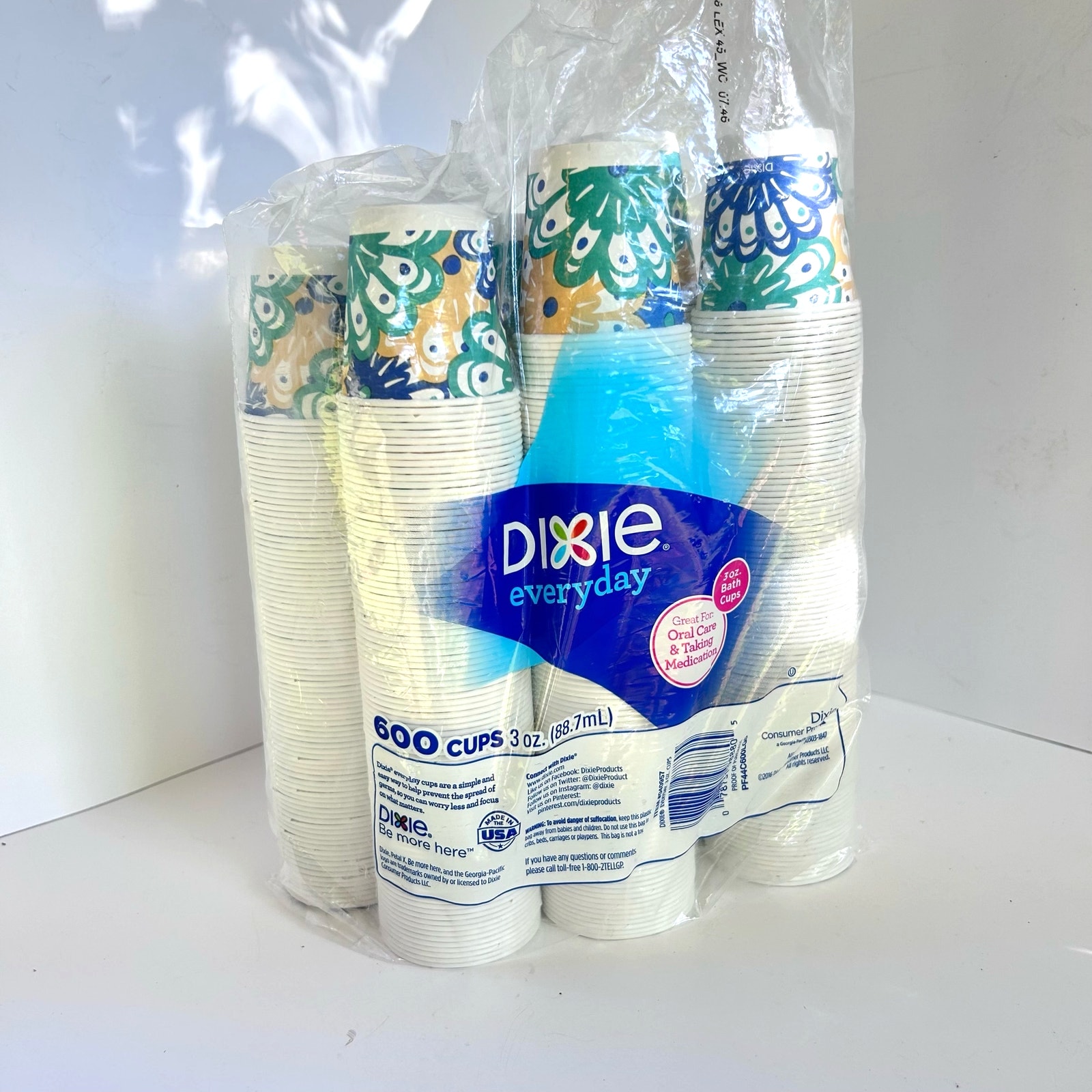 Dixie Everyday Floral 3 oz Paper Bathroom Bath Cups Floral Open 600 Ct