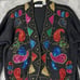 Vintage 80s Sweater Womens M Black Colorful Pullover Beaded Silk Angora Holiday